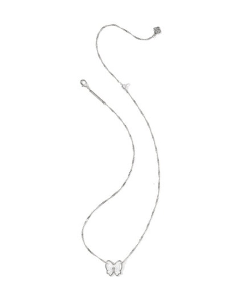 KENDRA SCOTT DESIGN Haley Bow Silver Short Pendant Necklace in Ivory Mother-of-Pearl