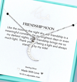 TJAZELLE Friendship Moon Charm Necklace in Silver