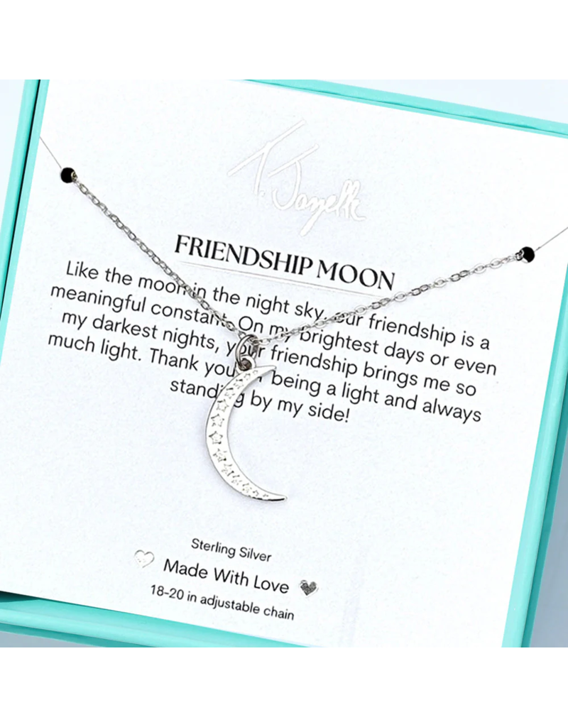TJAZELLE Friendship Moon Charm Necklace in Silver