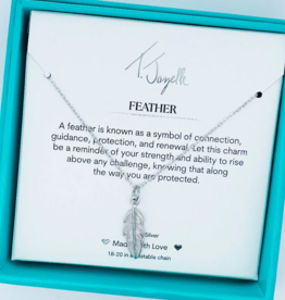 TJAZELLE Feather Charm Necklace in Silver