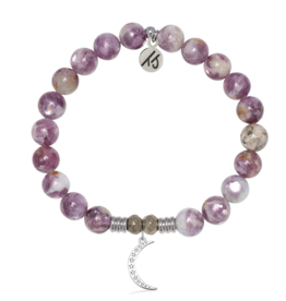 TJAZELLE Friendship Moon Bracelet in Lepidolite Quartz & Silver