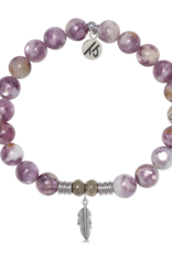 TJAZELLE Feather Bracelet in Lepidolite Quartz & Silver