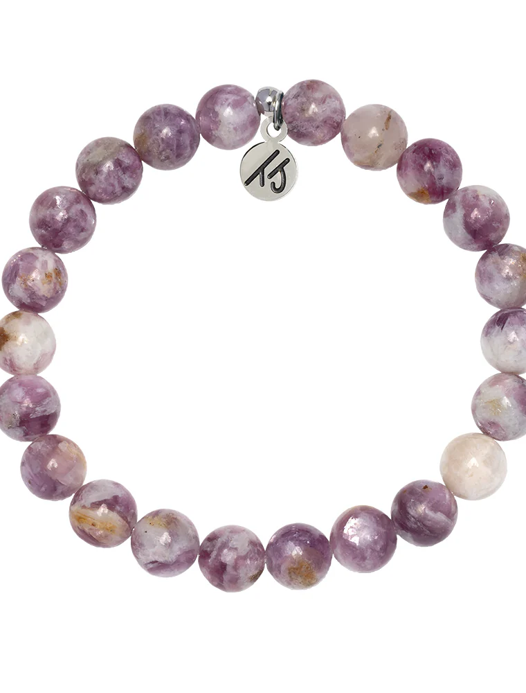 TJAZELLE Calming Stacker Bracelet in Lepidolite Quartz & Silver