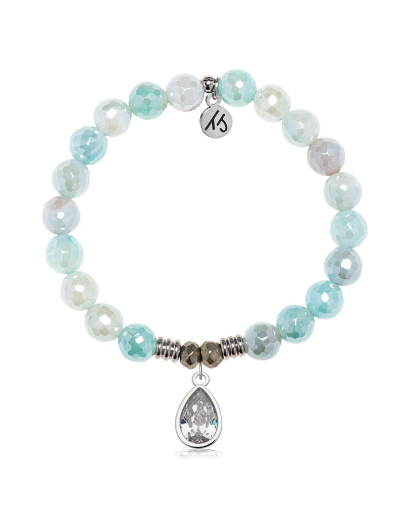 TJAZELLE Inner Beauty Bracelet in Aqua Agate & Silver