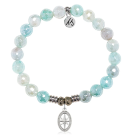 TJAZELLE Unstoppable Bracelet in Aqua Agate & Silver