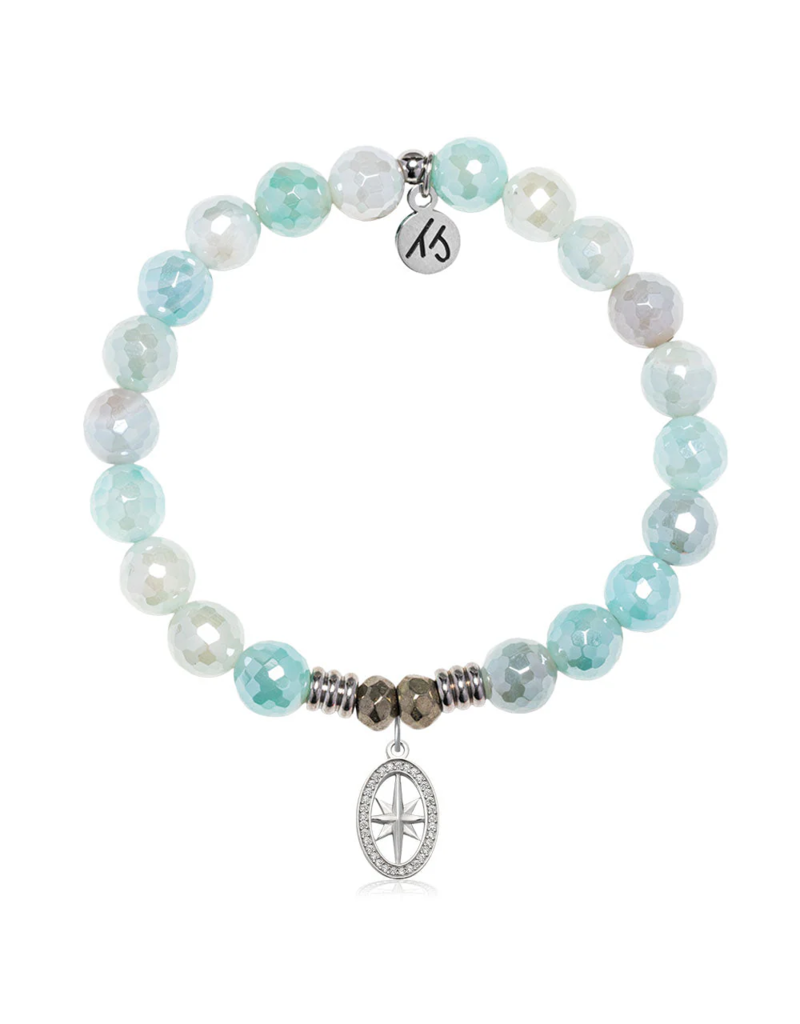 TJAZELLE Unstoppable Bracelet in Aqua Agate & Silver