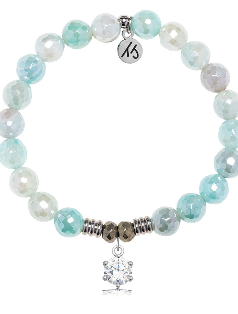TJAZELLE Shine Like A Diamond Bracelet in Aqua Agate & Silver