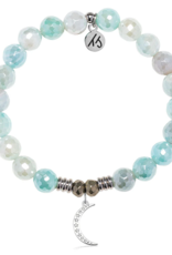 TJAZELLE Friendship Moon Bracelet in Aqua Agate & Silver