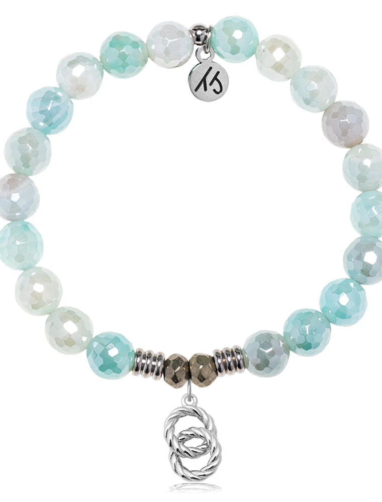 TJAZELLE Forever Connected Bracelet in Aqua Agate & Silver