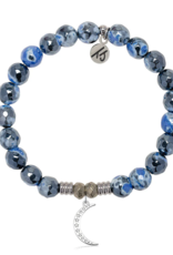 TJAZELLE Friendship Moon Bracelet in Denim Blue Agate & Silver