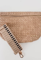 PRETTY SIMPLE Woven Westlyn Bum Bag in Taupe PRETTY SIMPLE Woven Westlyn Bum Bag in Taupe