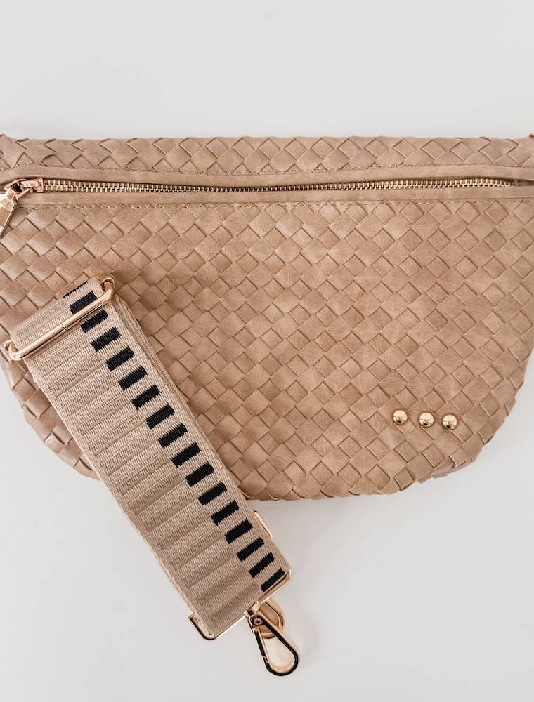 PRETTY SIMPLE Woven Westlyn Bum Bag in Taupe
