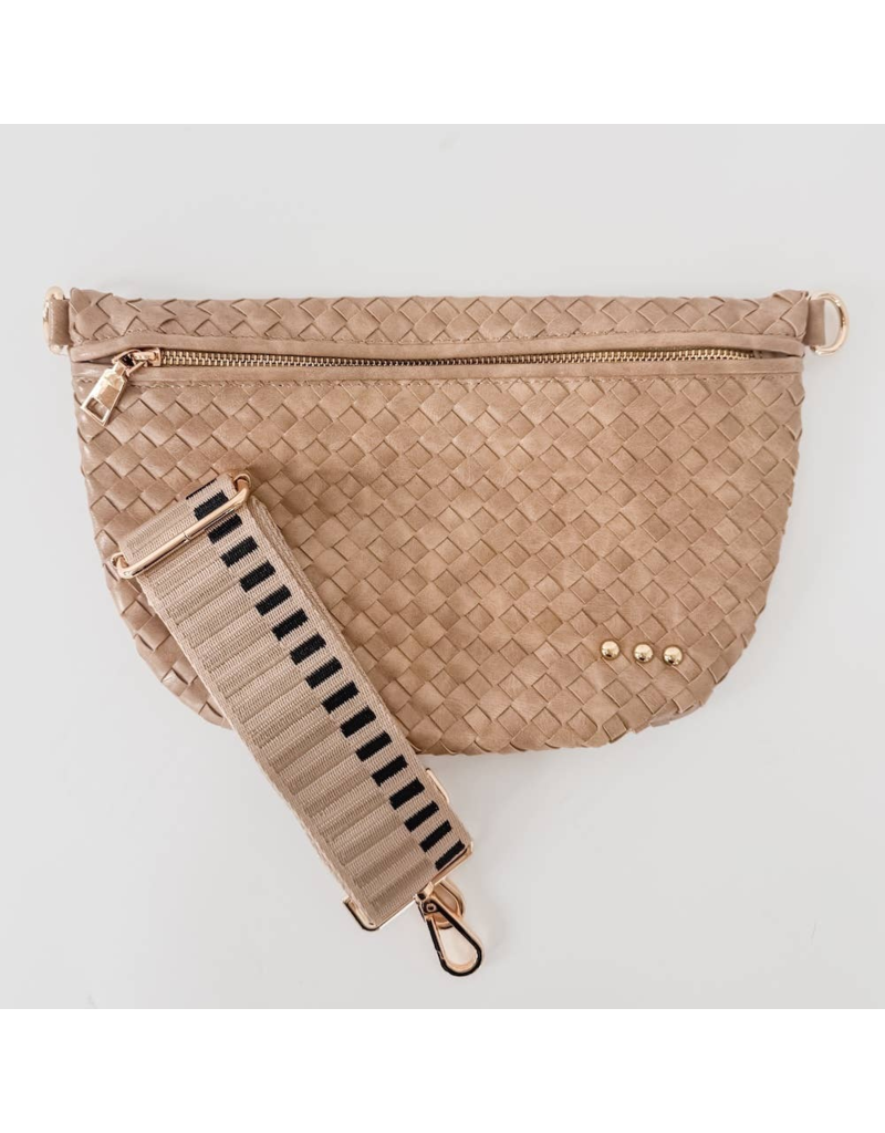 PRETTY SIMPLE Woven Westlyn Bum Bag in Taupe