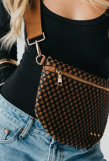 PRETTY SIMPLE Woven Westlyn Bum Bag in Checkered Coffee