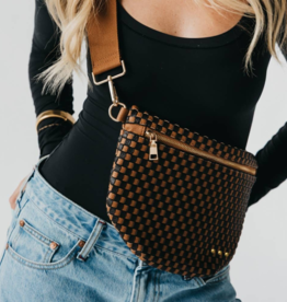 PRETTY SIMPLE Woven Westlyn Bum Bag in Checkered Coffee