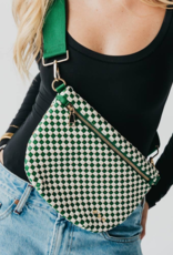 PRETTY SIMPLE Woven Westlyn Bum Bag in Checkered Emerald
