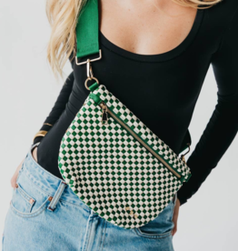 PRETTY SIMPLE Woven Westlyn Bum Bag in Checkered Emerald
