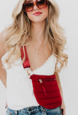 PRETTY SIMPLE Jolie Puffer Belt Bag in Crimson Red