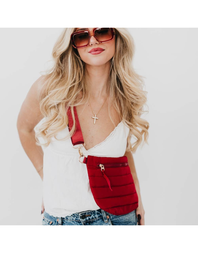 PRETTY SIMPLE Jolie Puffer Belt Bag in Crimson Red