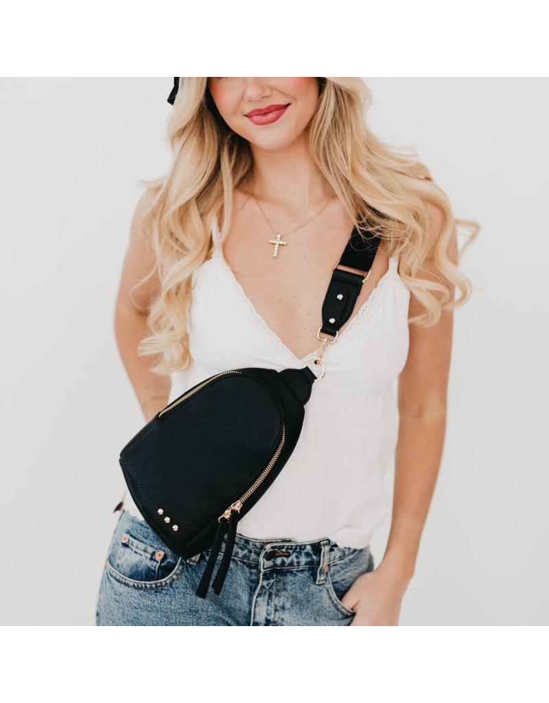 PRETTY SIMPLE Adventure Awaits Sling Bag in Black