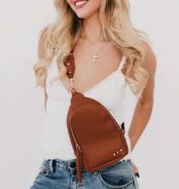 PRETTY SIMPLE Adventure Awaits Sling Bag in Brown