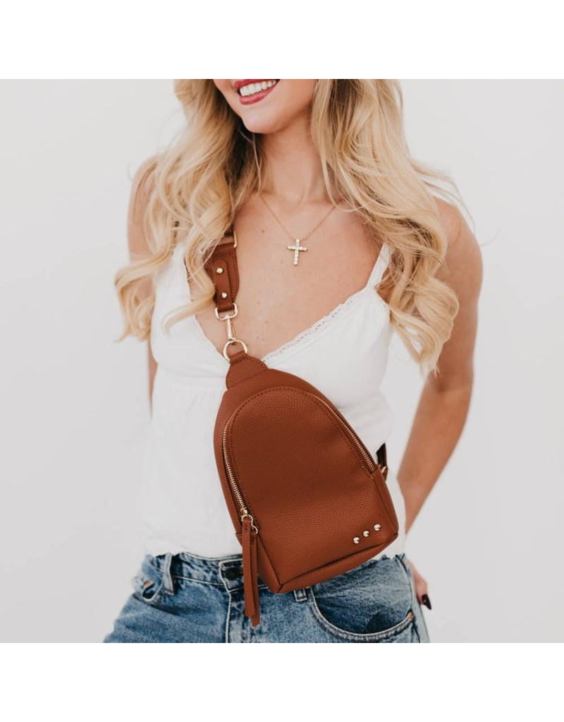 PRETTY SIMPLE Adventure Awaits Sling Bag in Brown