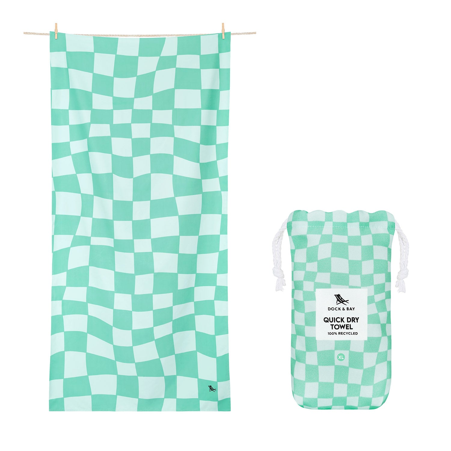 DOCK & BAY Quick Dry XL Towel in Checkmate Green