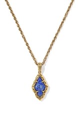 KENDRA SCOTT DESIGN Adeline Vintage Gold Short Pendant Necklace in Blue Lapis