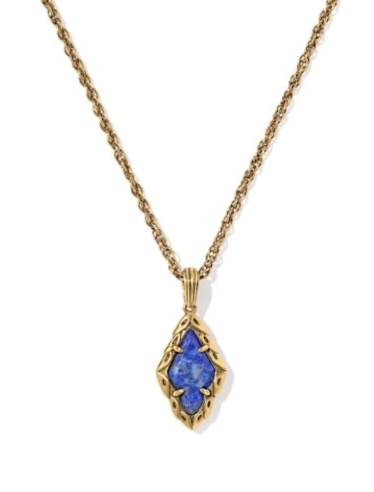 KENDRA SCOTT DESIGN Adeline Vintage Gold Short Pendant Necklace in Blue Lapis
