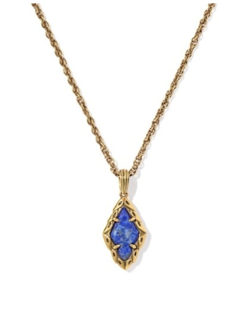 KENDRA SCOTT DESIGN Adeline Vintage Gold Short Pendant Necklace in Blue Lapis