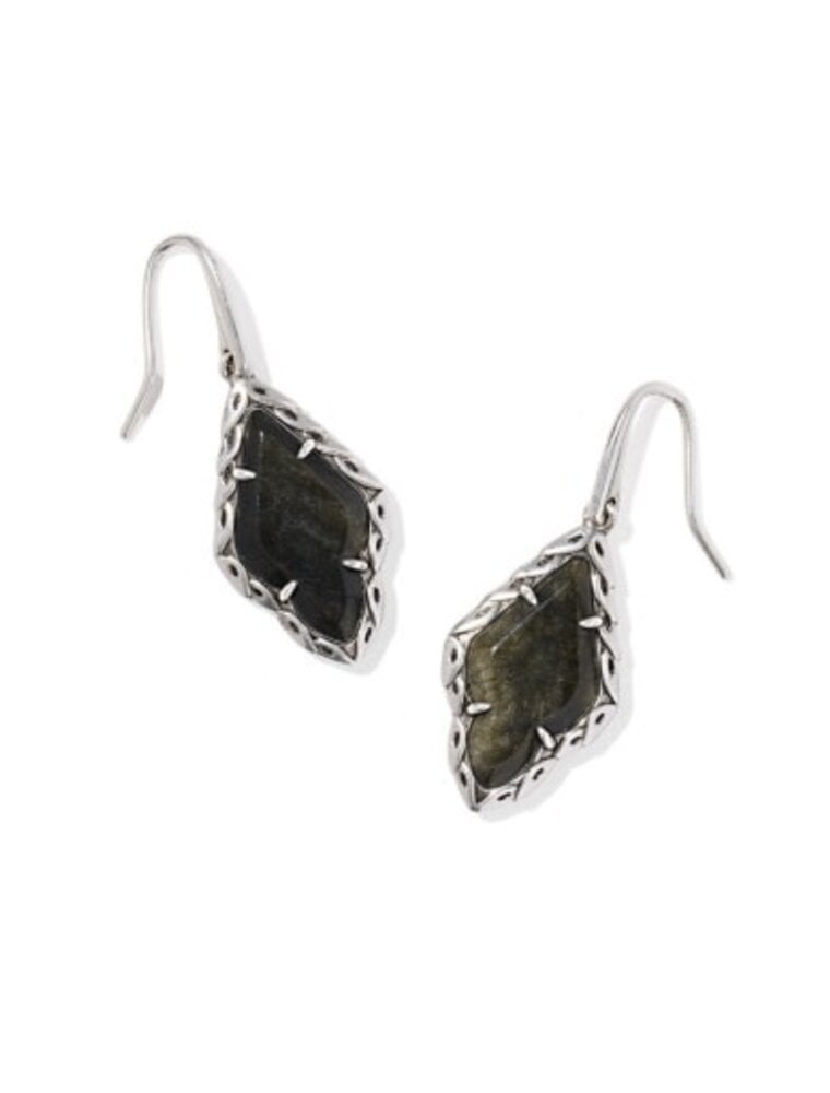 KENDRA SCOTT DESIGN Adeline Vintage Silver Drop Earrings in Golden Obsidian