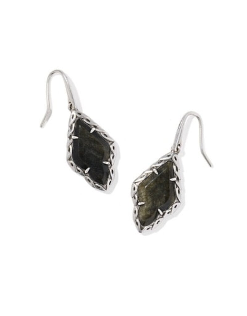 KENDRA SCOTT DESIGN Adeline Vintage Silver Drop Earrings in Golden Obsidian