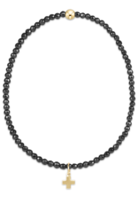 ENEWTON DESIGN Faceted Hematite 2mm Bead Bracelet with Gold Signature Cross Charm