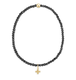 ENEWTON DESIGN Faceted Hematite 2mm Bead Bracelet with Gold Signature Cross Charm