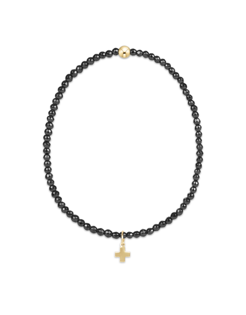 ENEWTON DESIGN Faceted Hematite 2mm Bead Bracelet with Gold Signature Cross Charm