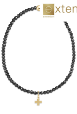 ENEWTON DESIGN Extends Faceted Hematite 2mm Bead Bracelet with Gold Signature Cross Charm