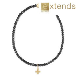 ENEWTON DESIGN Extends Faceted Hematite 2mm Bead Bracelet with Gold Signature Cross Charm