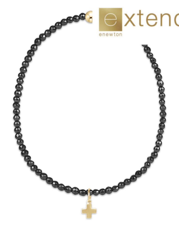 ENEWTON DESIGN Extends Faceted Hematite 2mm Bead Bracelet with Gold Signature Cross Charm