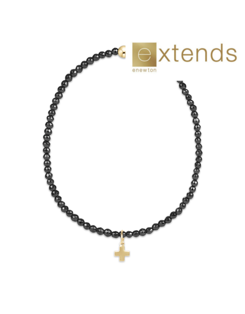 ENEWTON DESIGN Extends Faceted Hematite 2mm Bead Bracelet with Gold Signature Cross Charm