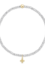 ENEWTON DESIGN Faceted Bright Silver Hematite 2mm Bead Bracelet with Gold Signature Cross Charm