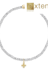 ENEWTON DESIGN Extends Faceted Bright Silver Hematite 2mm Bead Bracelet with Gold Signature Cross Charm
