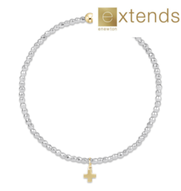 ENEWTON DESIGN Extends Faceted Bright Silver Hematite 2mm Bead Bracelet with Gold Signature Cross Charm