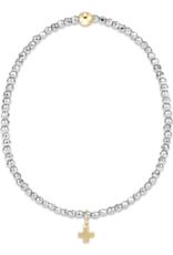 ENEWTON DESIGN Faceted Silver Hematite 2mm Bead Bracelet with Gold Signature Cross Charm