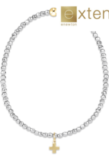 ENEWTON DESIGN Extends Faceted Silver Hematite 2mm Bead Bracelet with Gold Signature Cross Charm