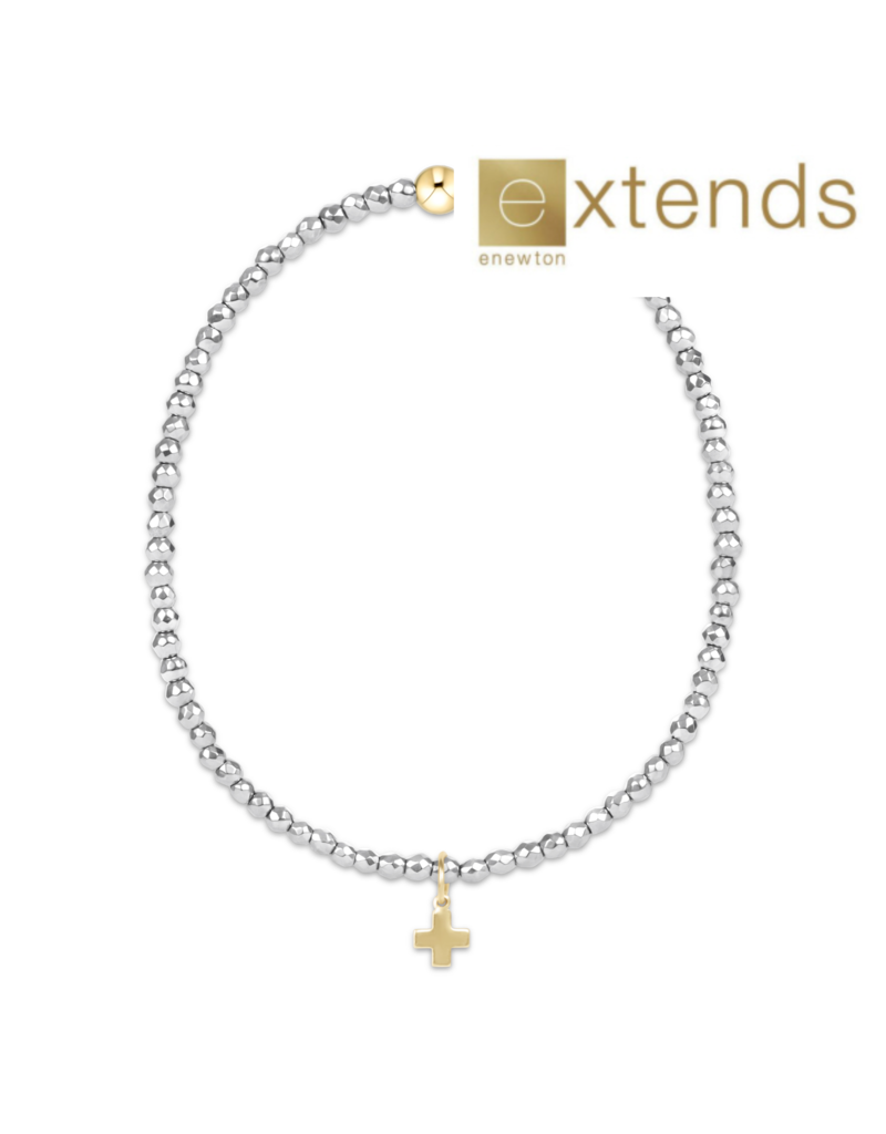 ENEWTON DESIGN Extends Faceted Silver Hematite 2mm Bead Bracelet with Gold Signature Cross Charm