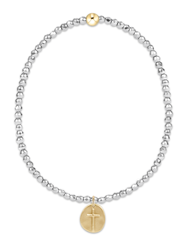 ENEWTON DESIGN Faceted Silver Hematite 2mm Bead Bracelet with Gold Inspire Small Charm