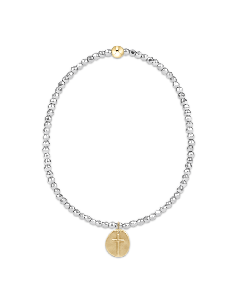 ENEWTON DESIGN Faceted Silver Hematite 2mm Bead Bracelet with Gold Inspire Small Charm