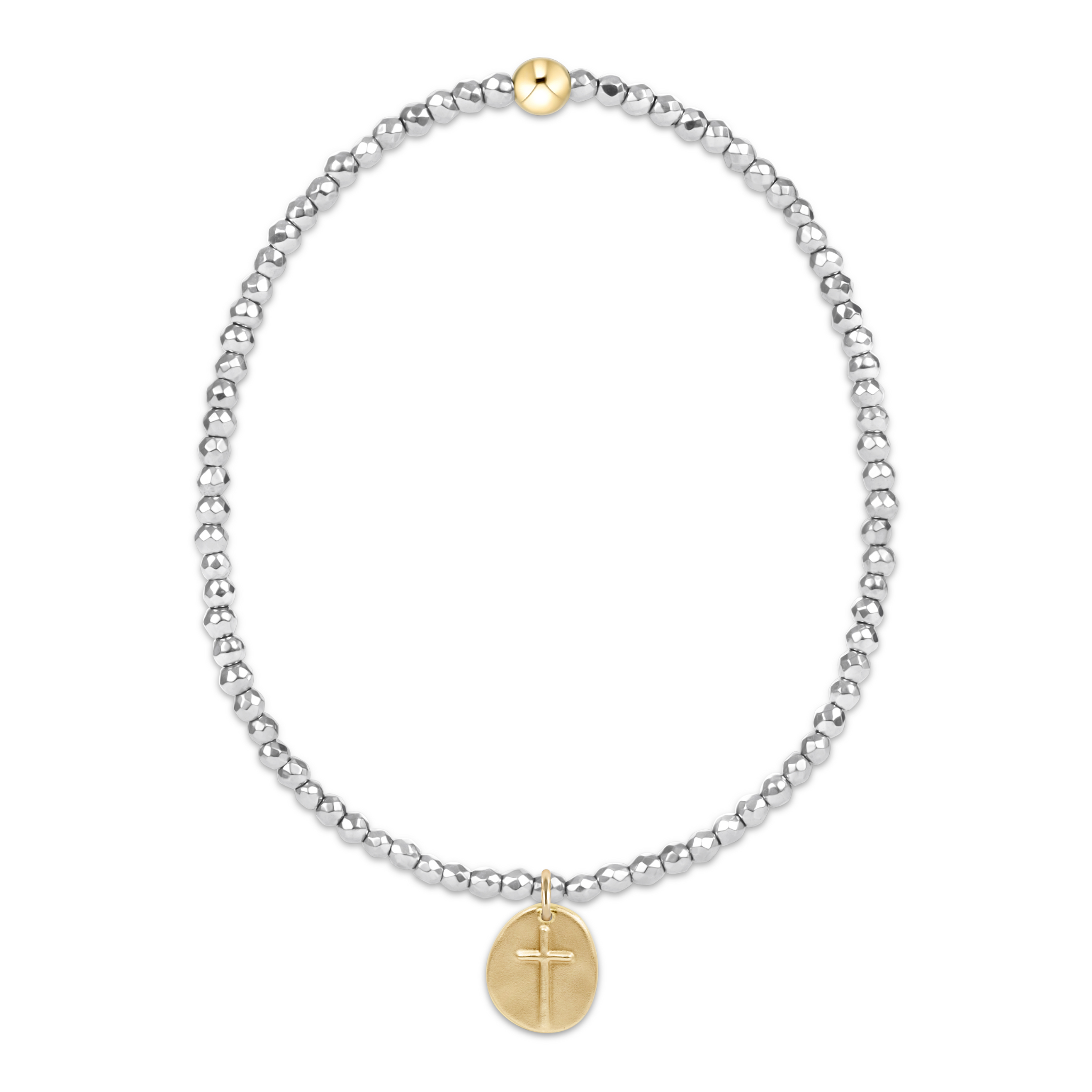 ENEWTON DESIGN Faceted Silver Hematite 2mm Bead Bracelet with Gold Inspire Small Charm