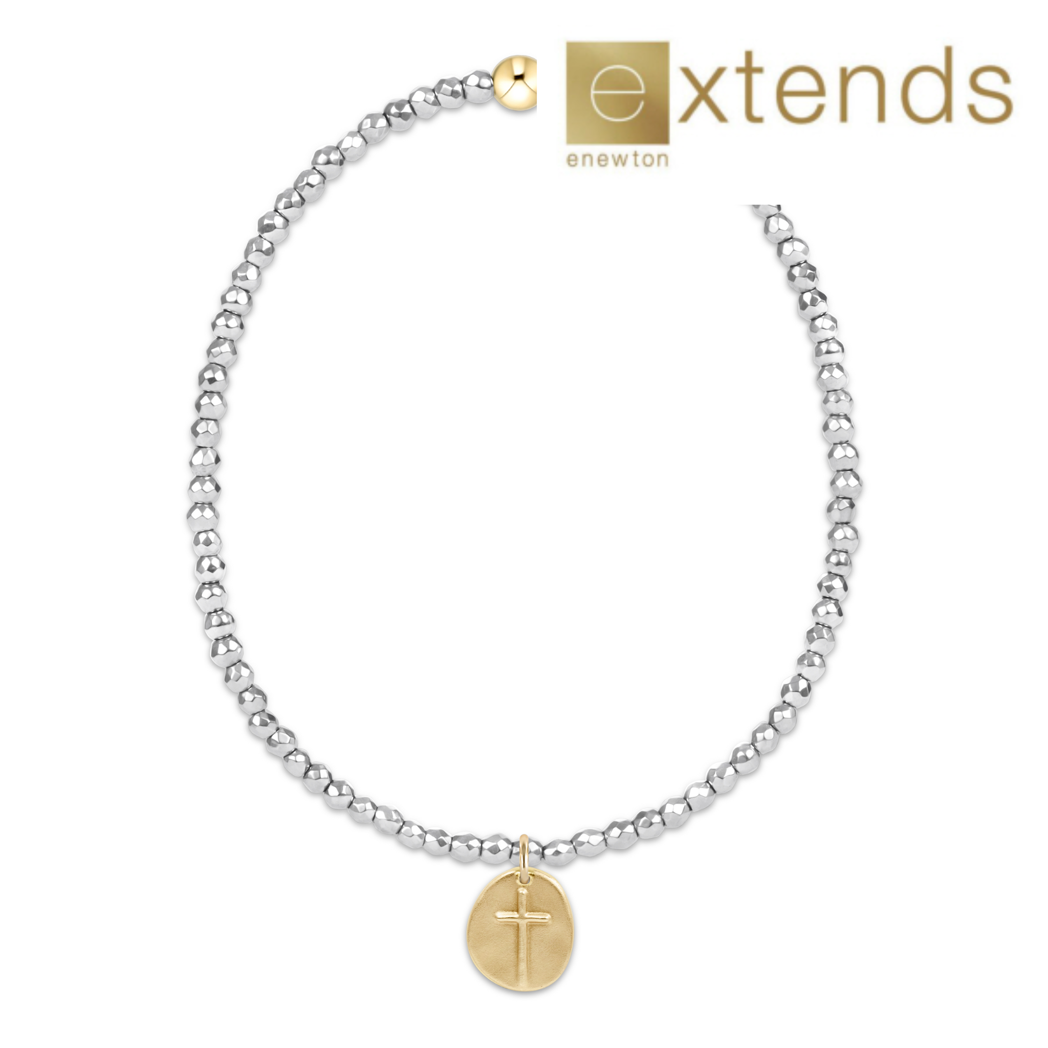 ENEWTON DESIGN Extends Faceted Silver Hematite 2mm Bead Bracelet with Gold Inspire Small Charm