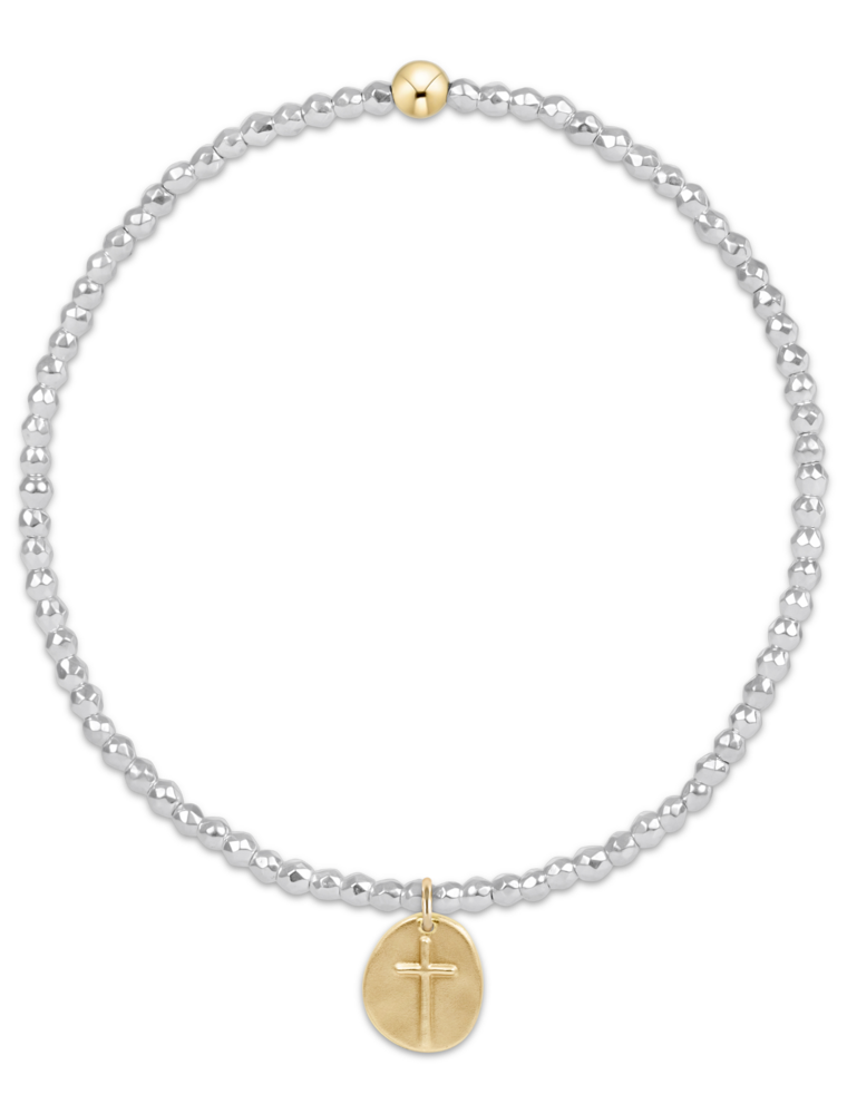 ENEWTON DESIGN Faceted Bright Silver Hematite 2mm Bead Bracelet with Gold Inspire Small Charm
